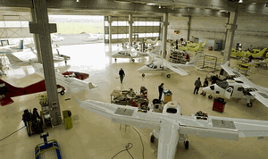 The P2006T production line at Tecnam's facility in Capua, southern Italy. (Tecnam)